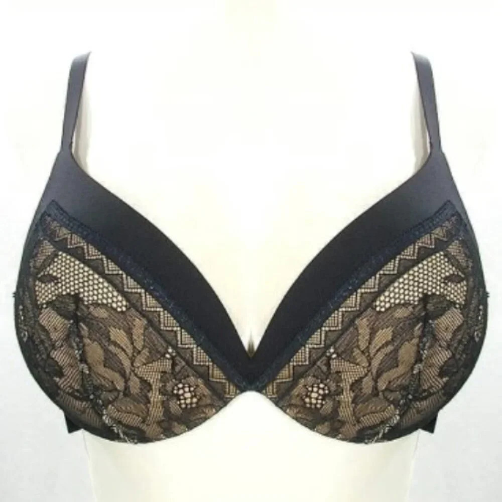 34B‎ Calvin Klein QF1941 Black Obsess Push Up Bra Black NWT